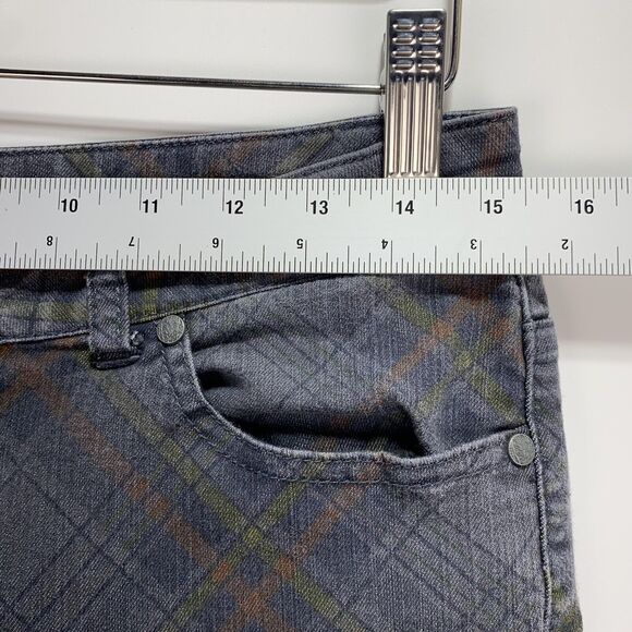 prAna Breathe Womens Size 8 Skinny Jeans Gray Plaid Ankle Zipper Stretch Casual - Picture 6 of 12